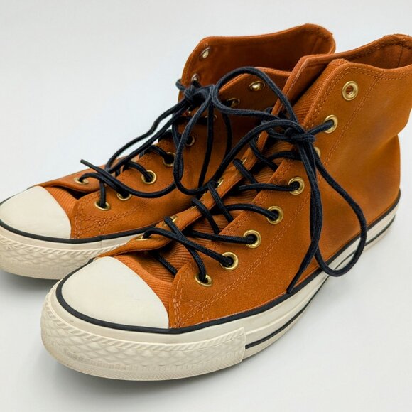 Converse Chuck Taylor All Star Cognac Brown Leather High-top Sneakers M8.5 W10.5 - Picture 1 of 16